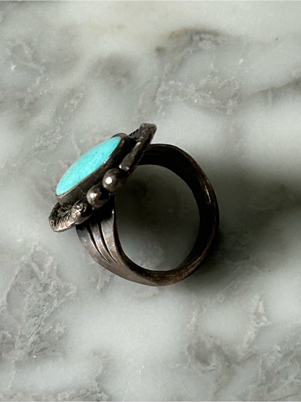 Sterling Silver Turquoise Statement Ring - Blue - Picture 4 of 5